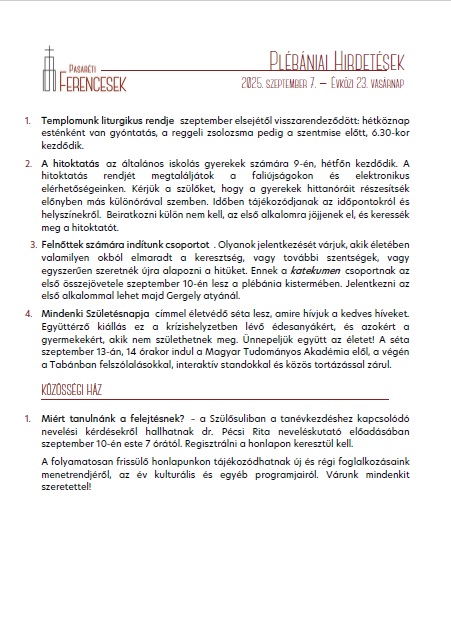 Vasárnapi Hirdetés